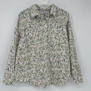 Croft & Barrow Shirt Womens XXL Multicolor Bird Floral Button Front Cottagecore